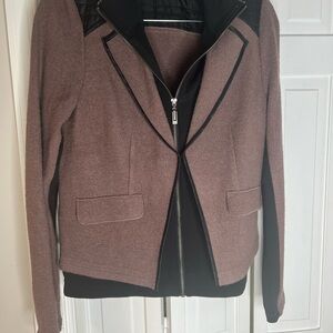 Yest Women's Brown Blazer with Black Accents